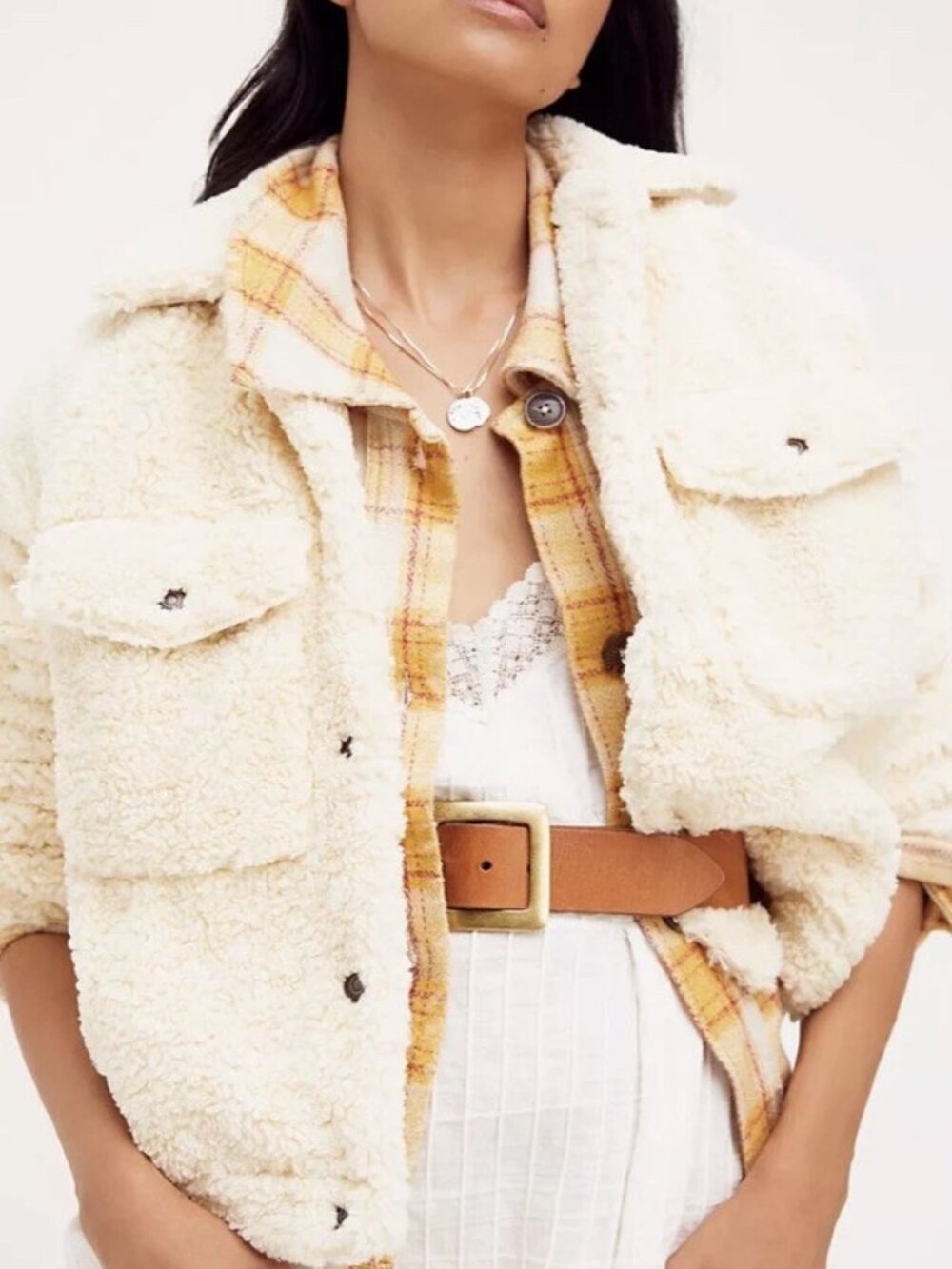 Free People Teddy Swing Jacket in Chai - Picture 3 of 10